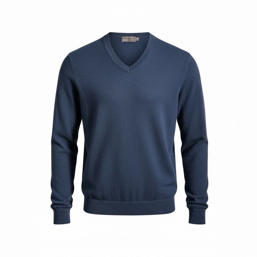 Vince Navy Blue 100% Cashmere V-Neck Pullover Sweater Mens Large Preppy